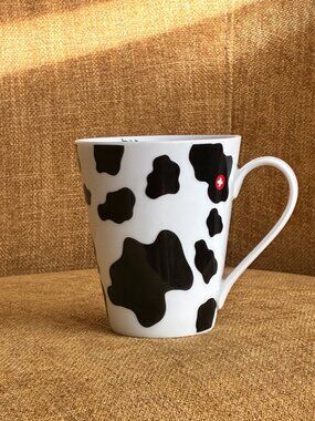 Cow Spots Barnyard Ceramic Coffee Latte Mug Swiss Switzerland Black White‎ 12 oz